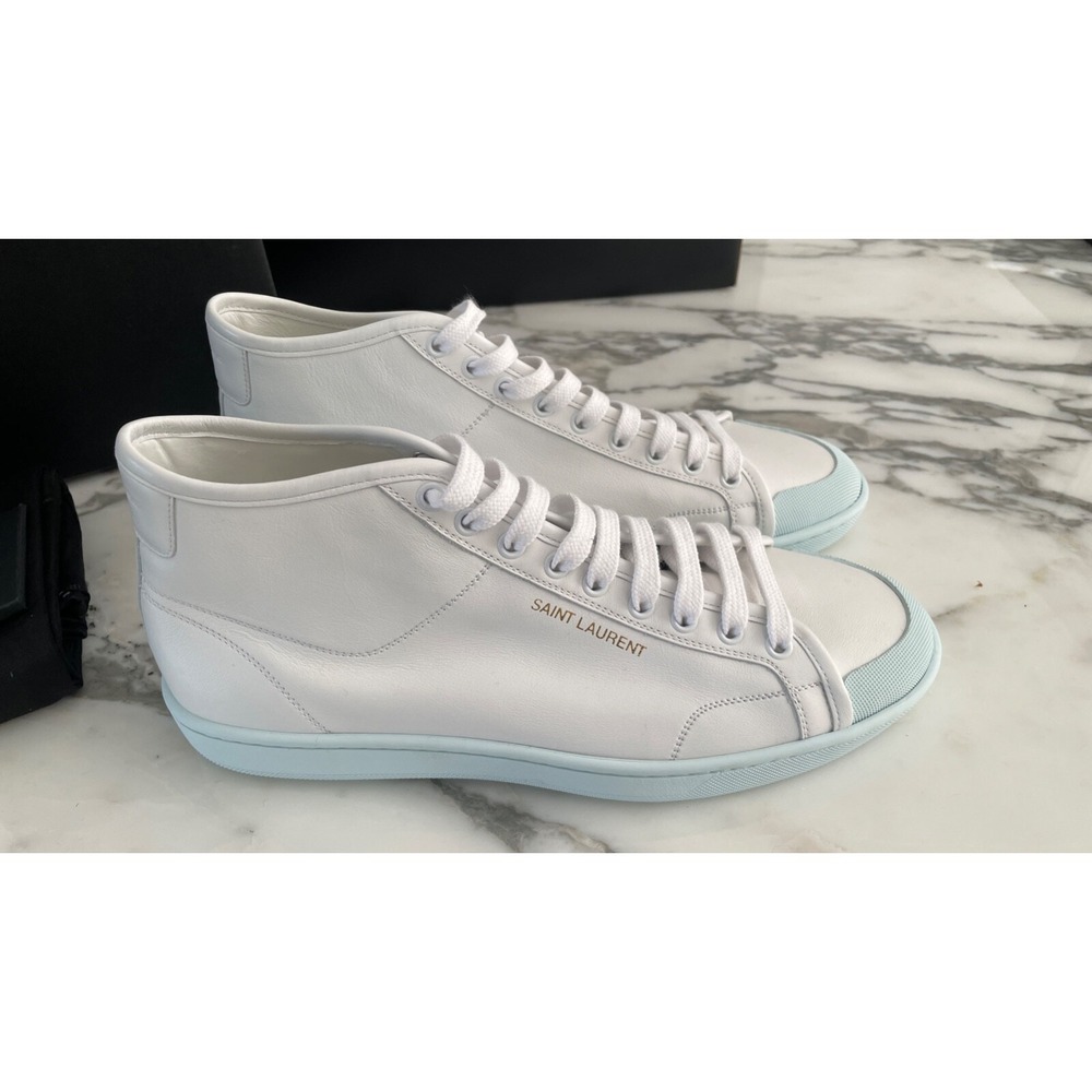 SAINT LAURENT 652773 9092  Men's White Leather High Top Shoes size 40 - Picture 4 of 8